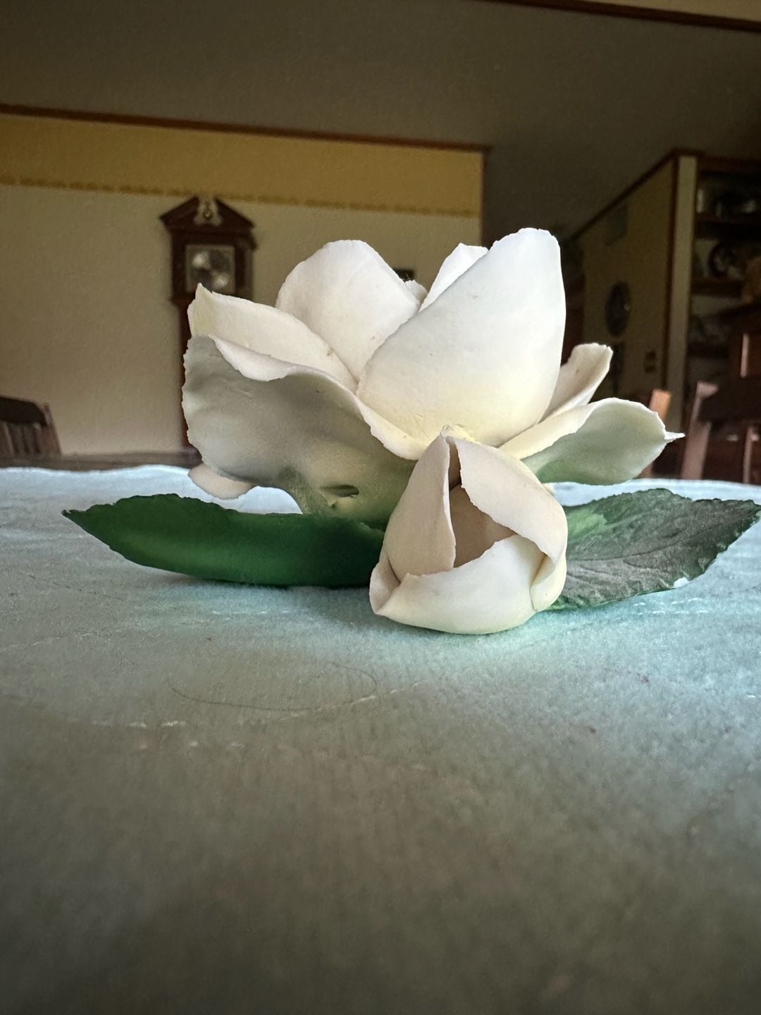 Vintage Italian Capodimonte Porcelain White Rose Figurine 4