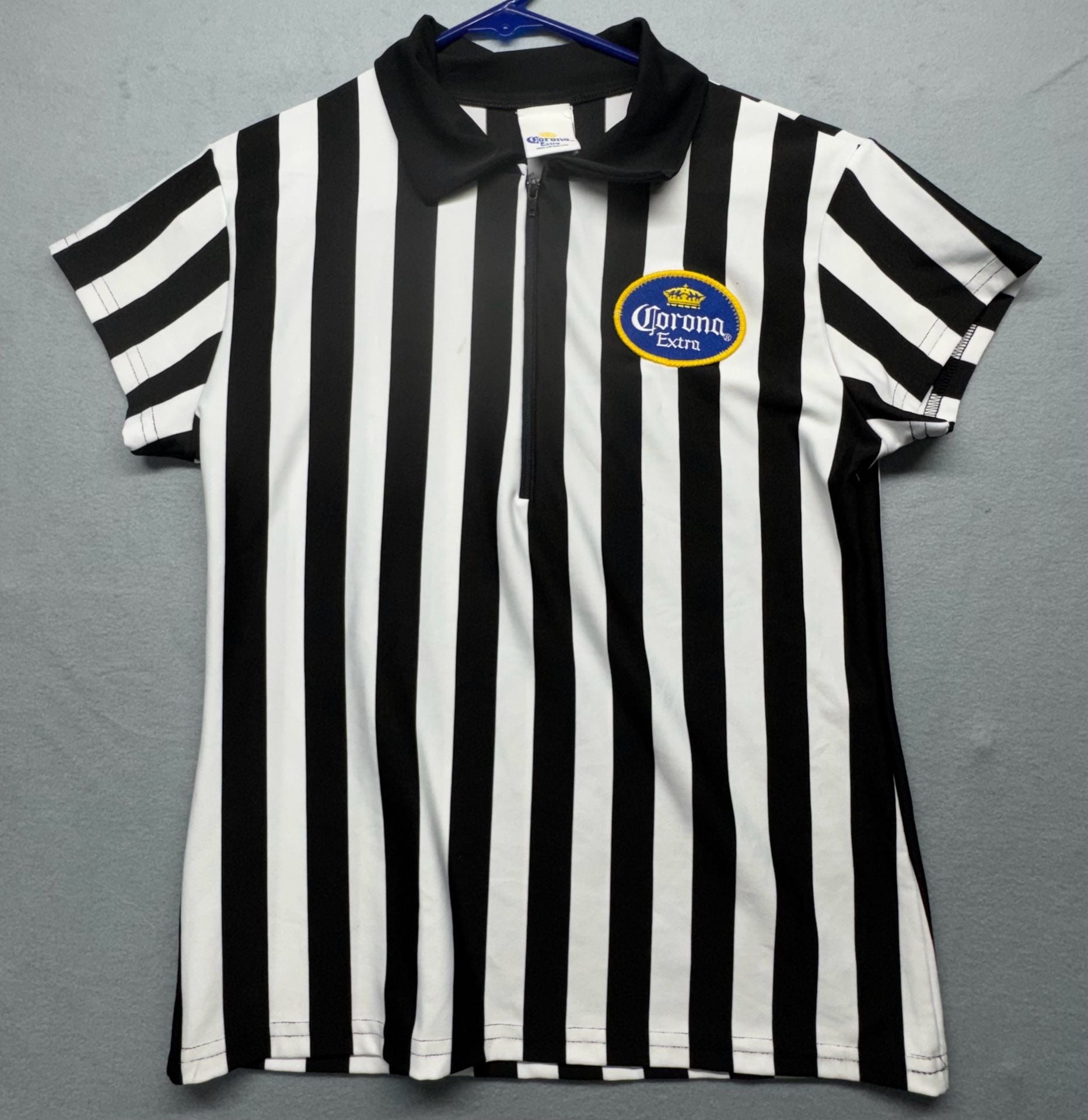 In Your Face Apparel Corona Extra Beer Logo Referee Zip-Up Polo Shirt 2