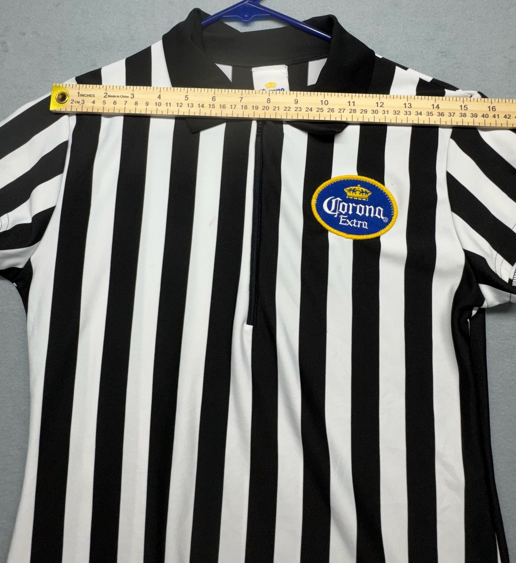 In Your Face Apparel Corona Extra Beer Logo Referee Zip-Up Polo Shirt 8