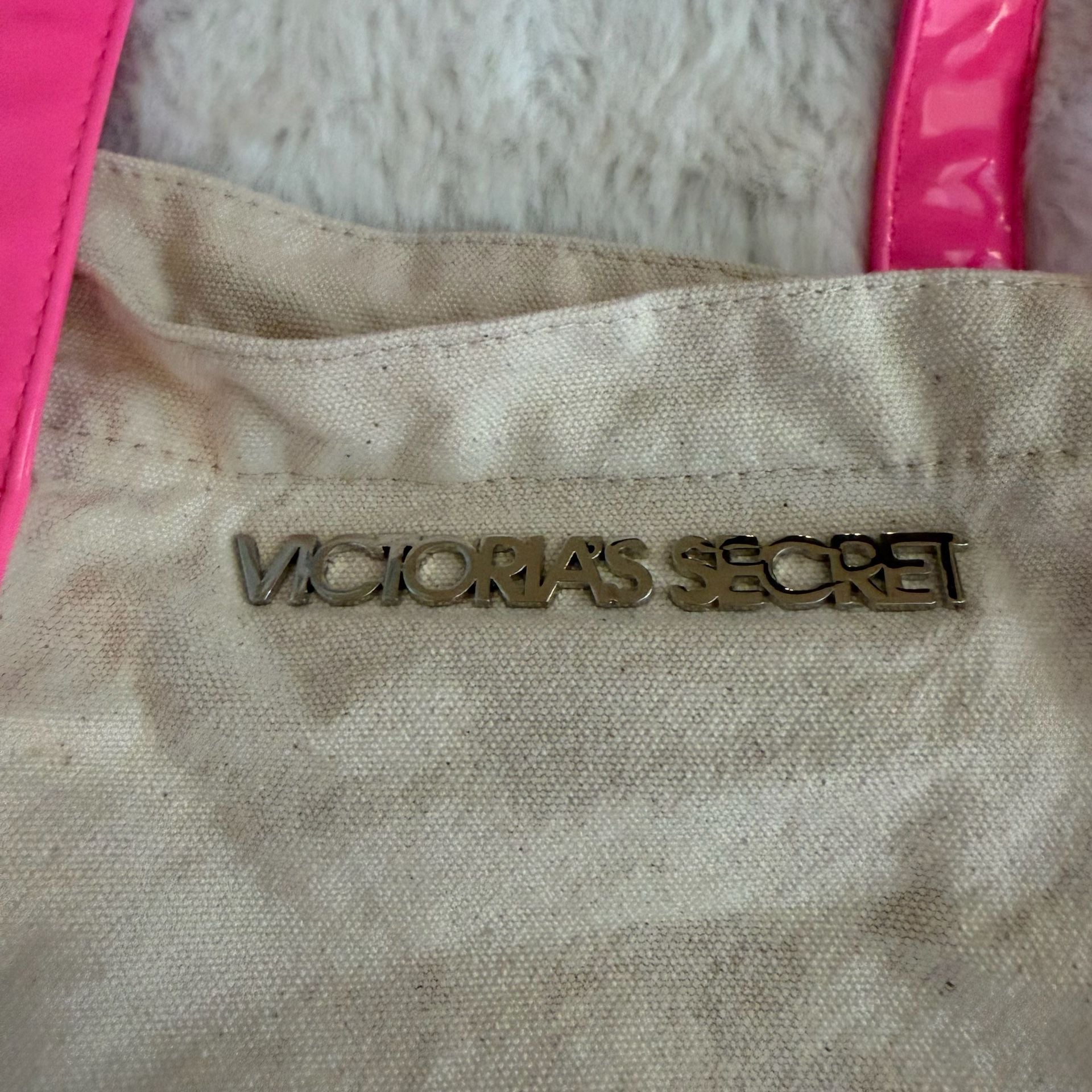 Victoria's Secret Canvas and Patent Hot Pink Beach Tote Bag 3