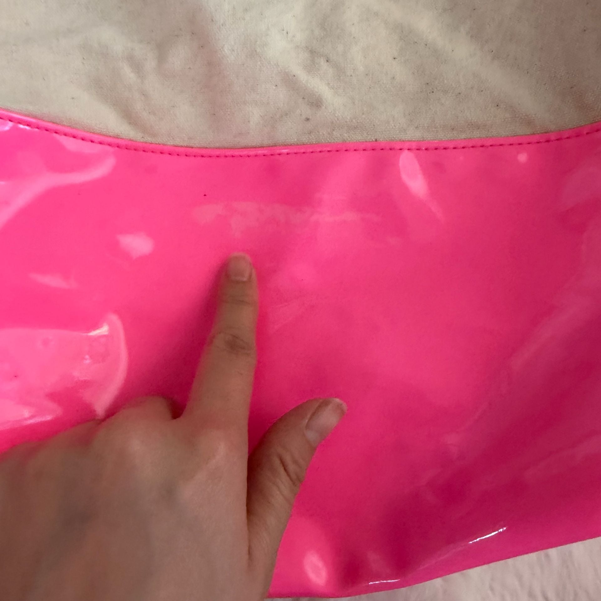 Victoria's Secret Canvas and Patent Hot Pink Beach Tote Bag 4