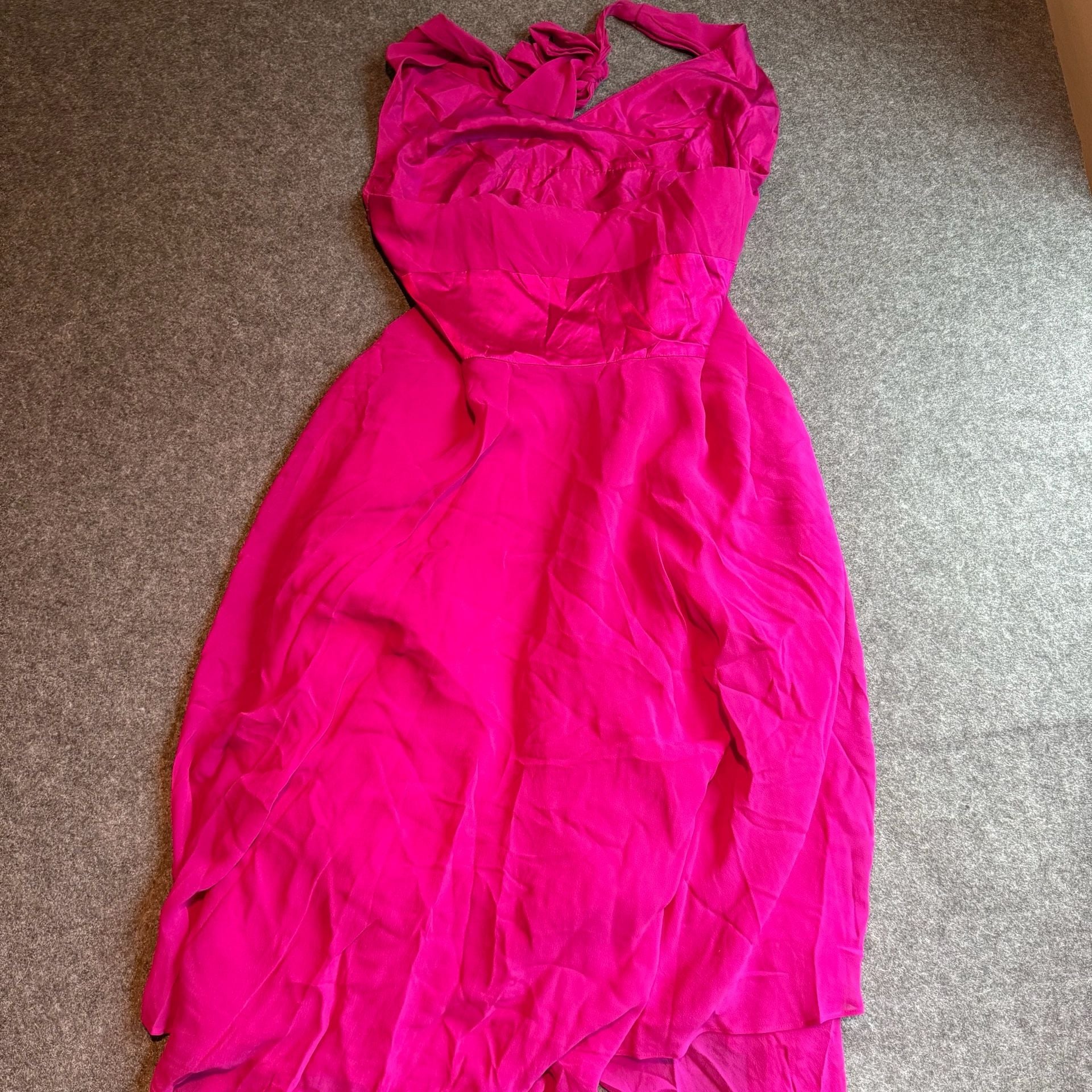 Donna Ricco Fuchsia Sleeveless V-Neck Evening Dress Size 10 3