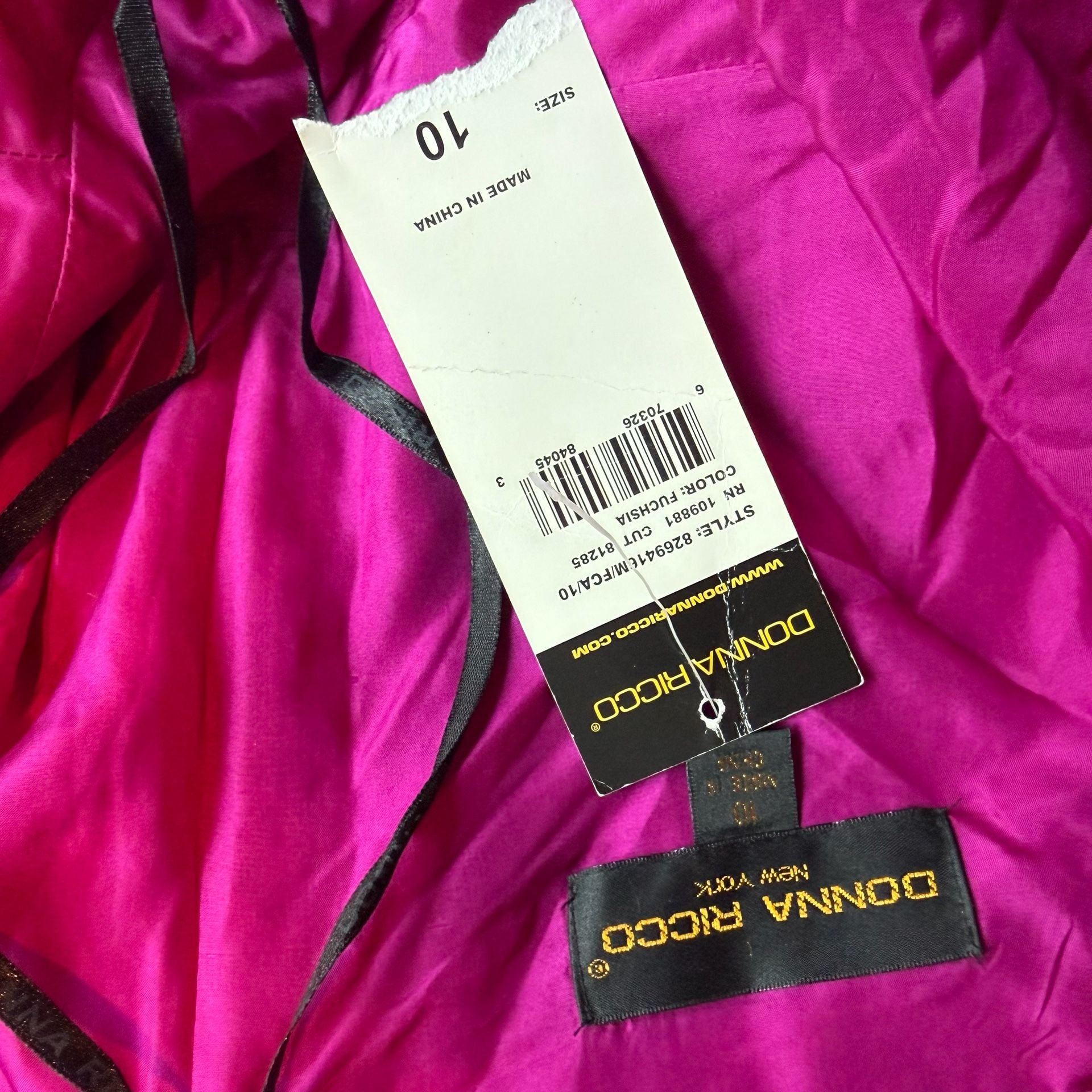 Donna Ricco Fuchsia Sleeveless V-Neck Evening Dress Size 10 5