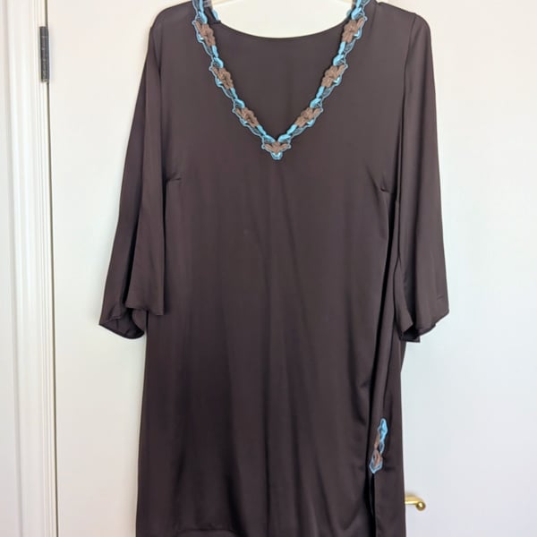 Eprise de Lise Charmel Brown Tunic with Embroidered Neck Detail