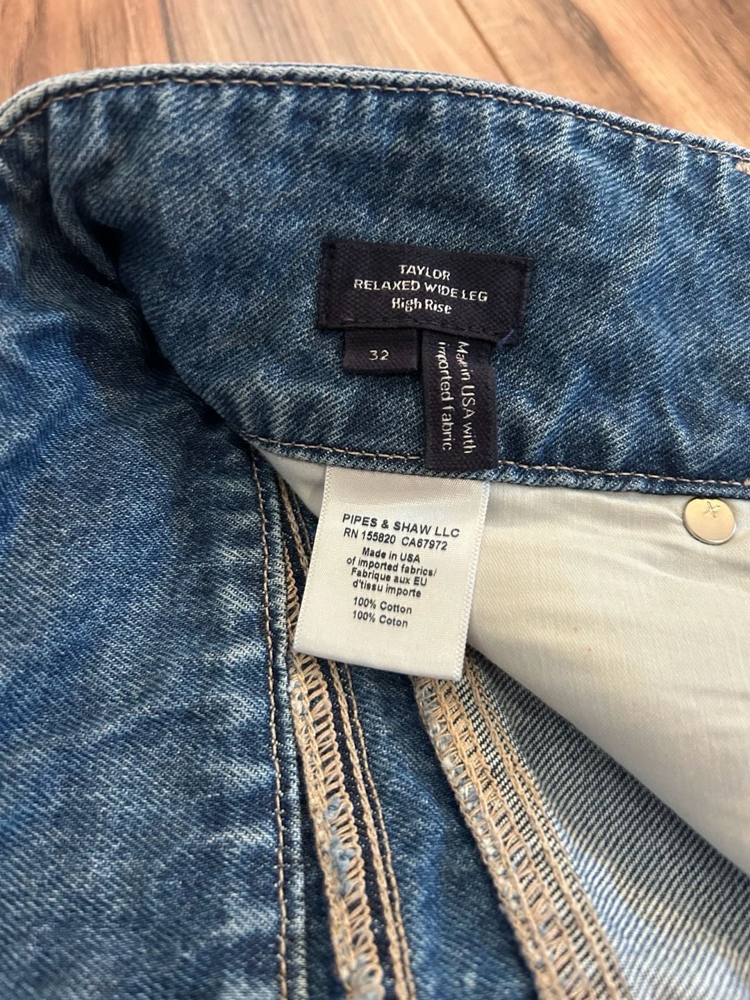 Veronica Beard Taylor Two-Tone High-Rise Wide-Leg Jeans 6