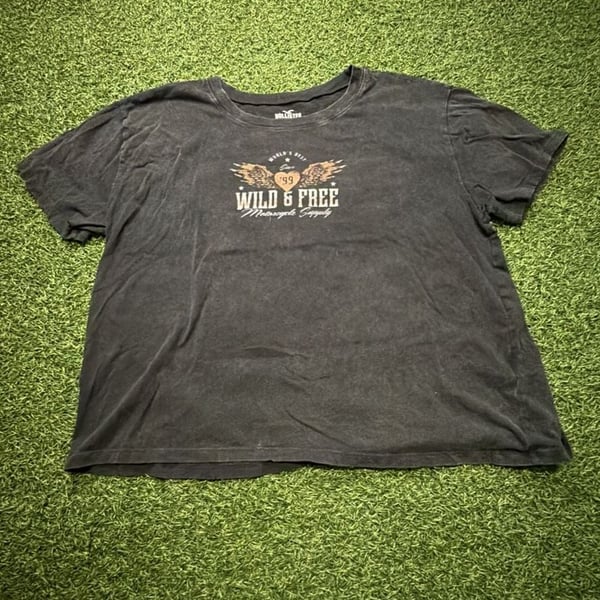 Hollister Black 'Wild & Free Motorcycle Supply' Graphic T-Shirt