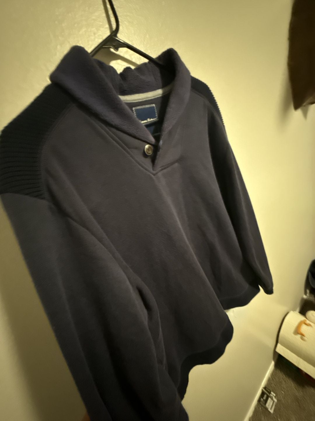 Tommy Bahama Men's Navy Shawl Collar Pullover Sweater with Elbow Patches 3
