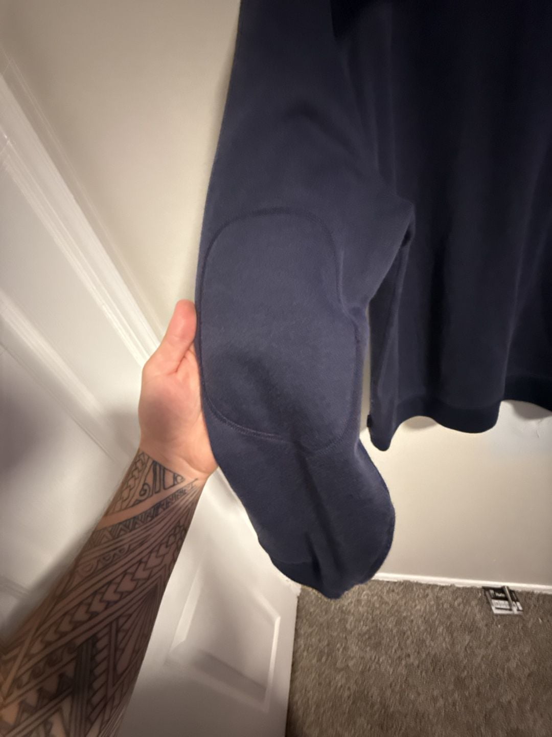 Tommy Bahama Men's Navy Shawl Collar Pullover Sweater with Elbow Patches 6