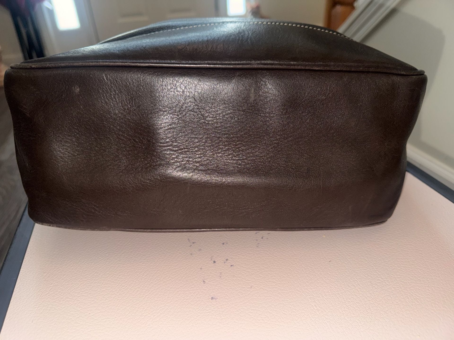 Vintage Coach Hampton Dark Brown Leather Tote Bag with Contrast Stitching #7787 12