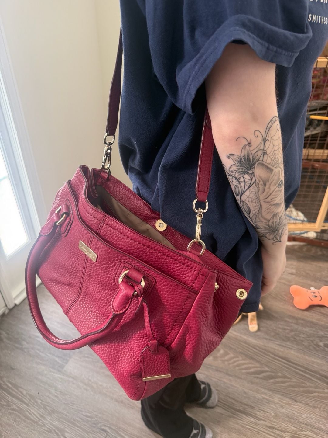 Vintage Cole Haan Village E/W Snap Satchel in Winery Pebbled Leather 3