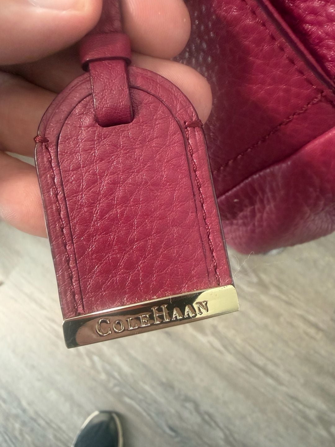 Vintage Cole Haan Village E/W Snap Satchel in Winery Pebbled Leather 6