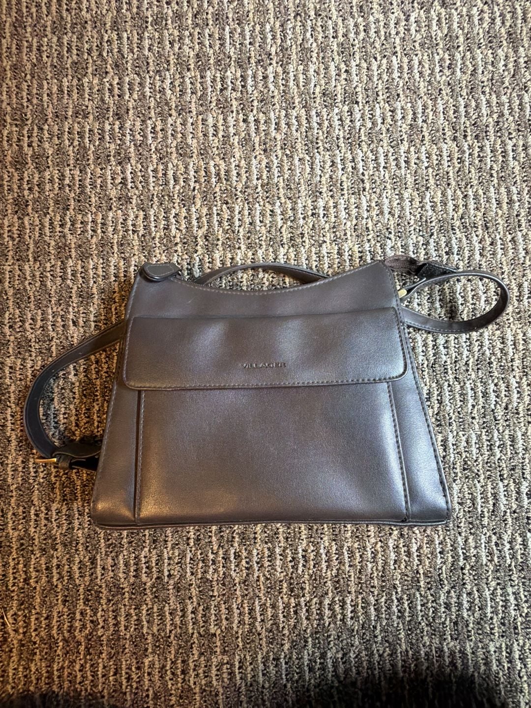 Villager Brown Faux Leather Shoulder Bag with Front Flap Pocket 2