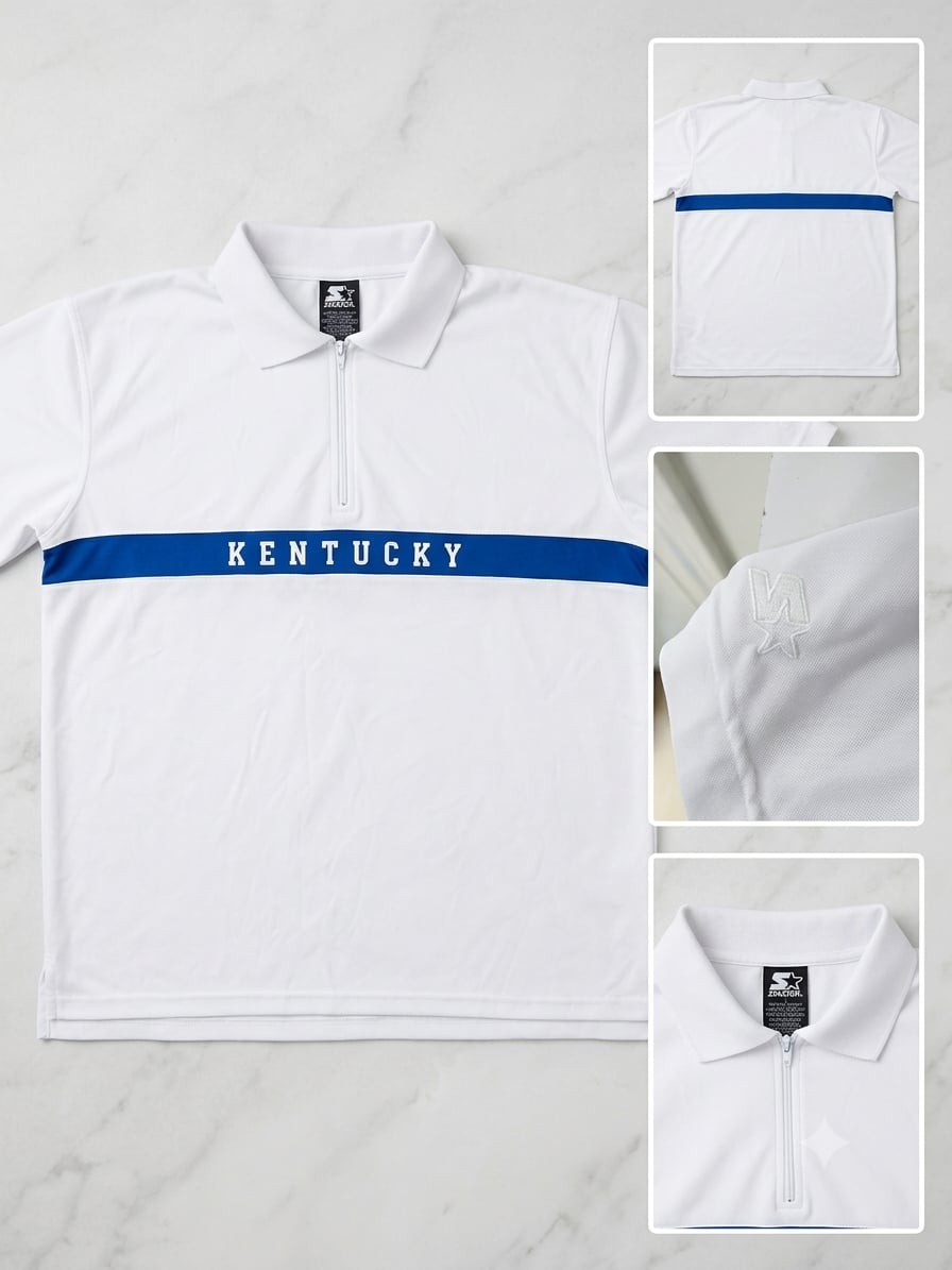 Starter Kentucky Wildcats White Performance Quarter-Zip Polo Shirt 2