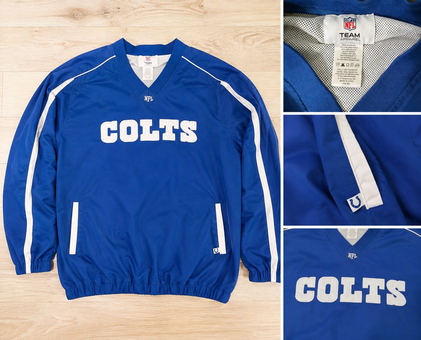 NFL Team Apparel Indianapolis Colts Pullover V-Neck Windbreaker Jacket 2
