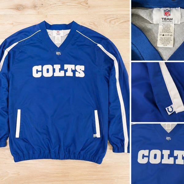 NFL Team Apparel Indianapolis Colts Pullover V-Neck Windbreaker Jacket