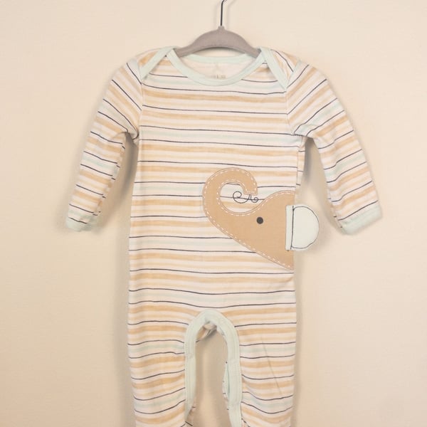 "Little Peanut" Striped Elephant Footed Romper Sleep & Play size 3-6M