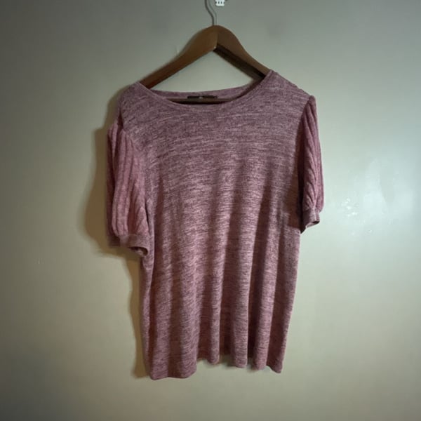 Lillusory Women's Short Sleeve Puff Sleeve Crew Neck Knit Top