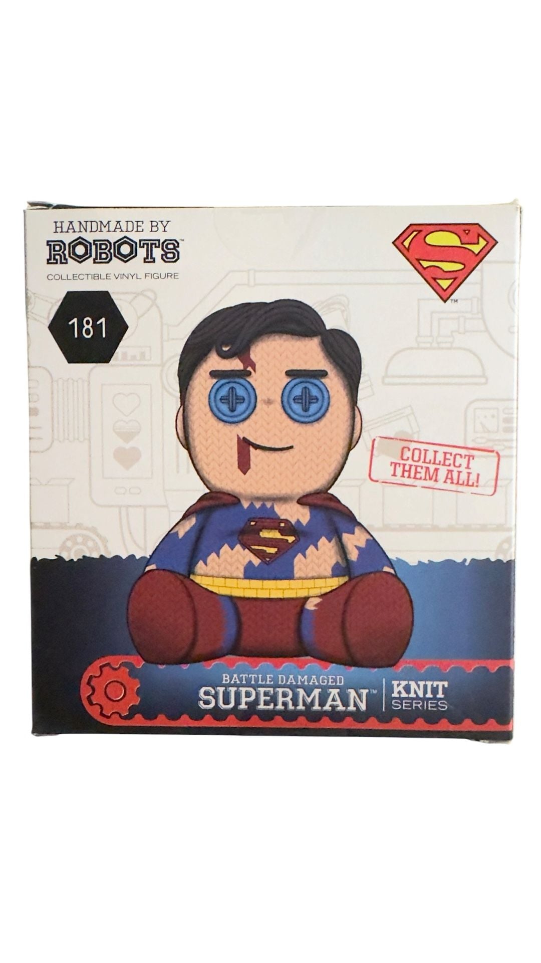 Handmade by Robots DC Knit Series Battle Damaged Superman Vinyl Figure #181 2