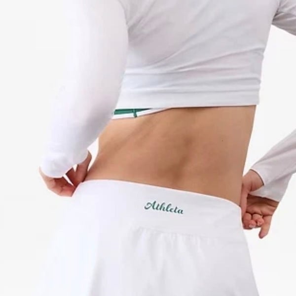 Athleta CrossCourt High Rise Tipped Skort White Green Trim XL Athletic