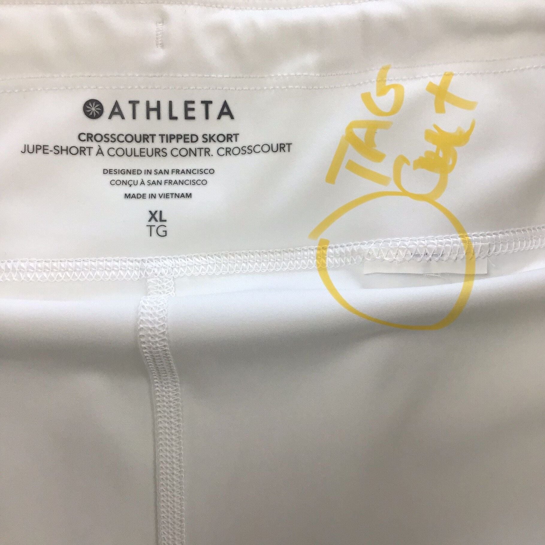 Athleta CrossCourt High Rise Tipped Skort White Green Trim XL Athletic 10