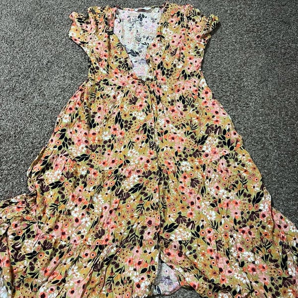 Sonoma Goods For Life Floral Button-Down Tiered Midi Dress