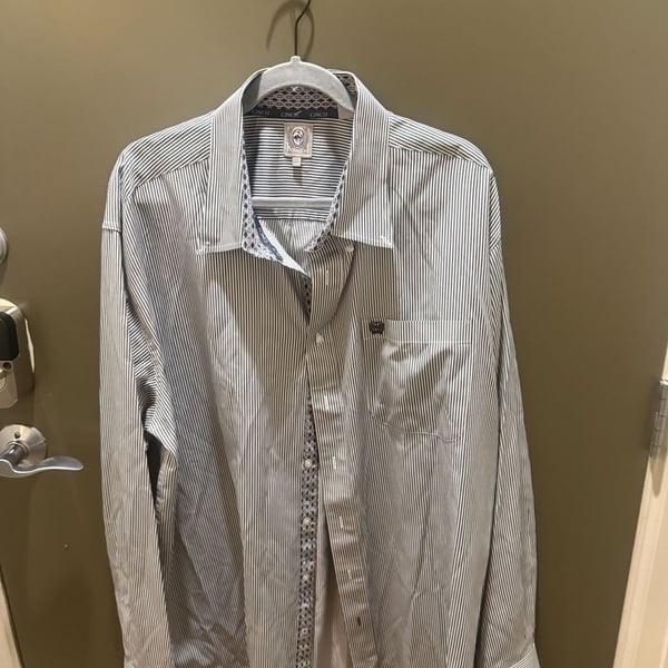 Cinch Men's Long Sleeve Button Down Pinstripe Shirt XXL