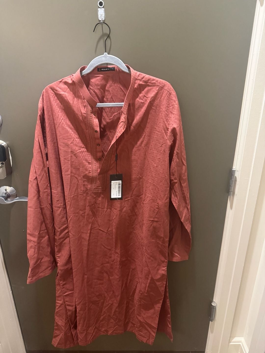 J. Junaid Jamshed Men's Rust Colored Long Sleeve Kurta 2