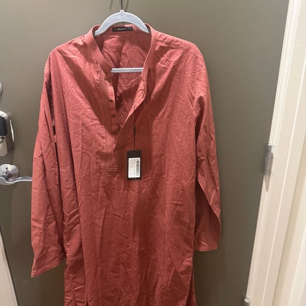 J. Junaid Jamshed Men's Rust Colored Long Sleeve Kurta
