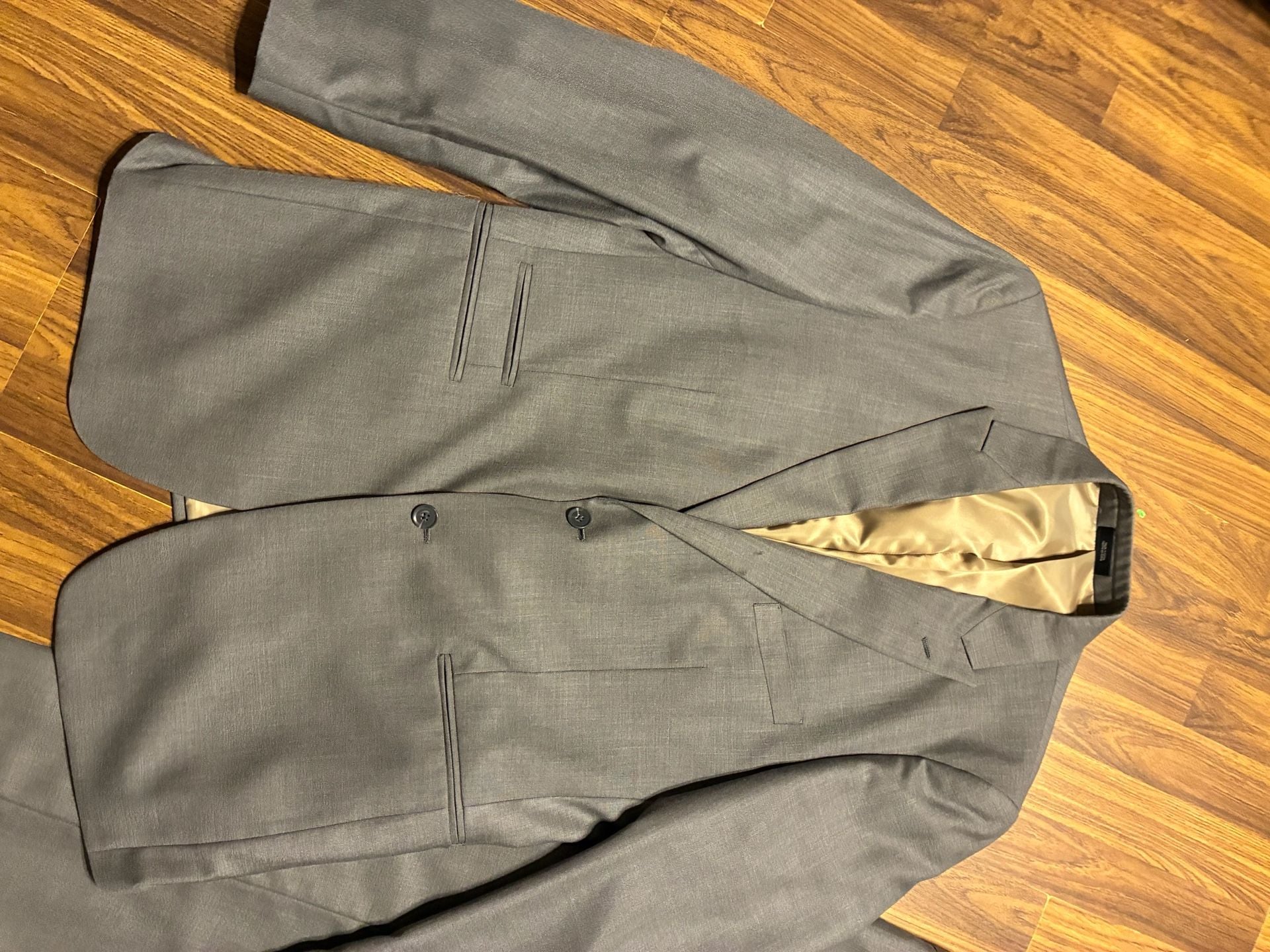 Mens Gray Two-Piece Wool Blend Suit 2