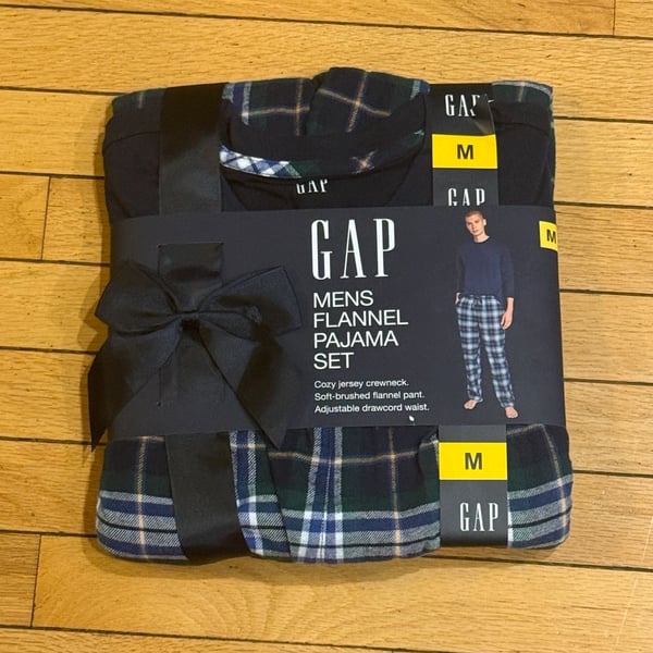Gap Men's Flannel Pajama Set - Midnight Plaid - Size Medium