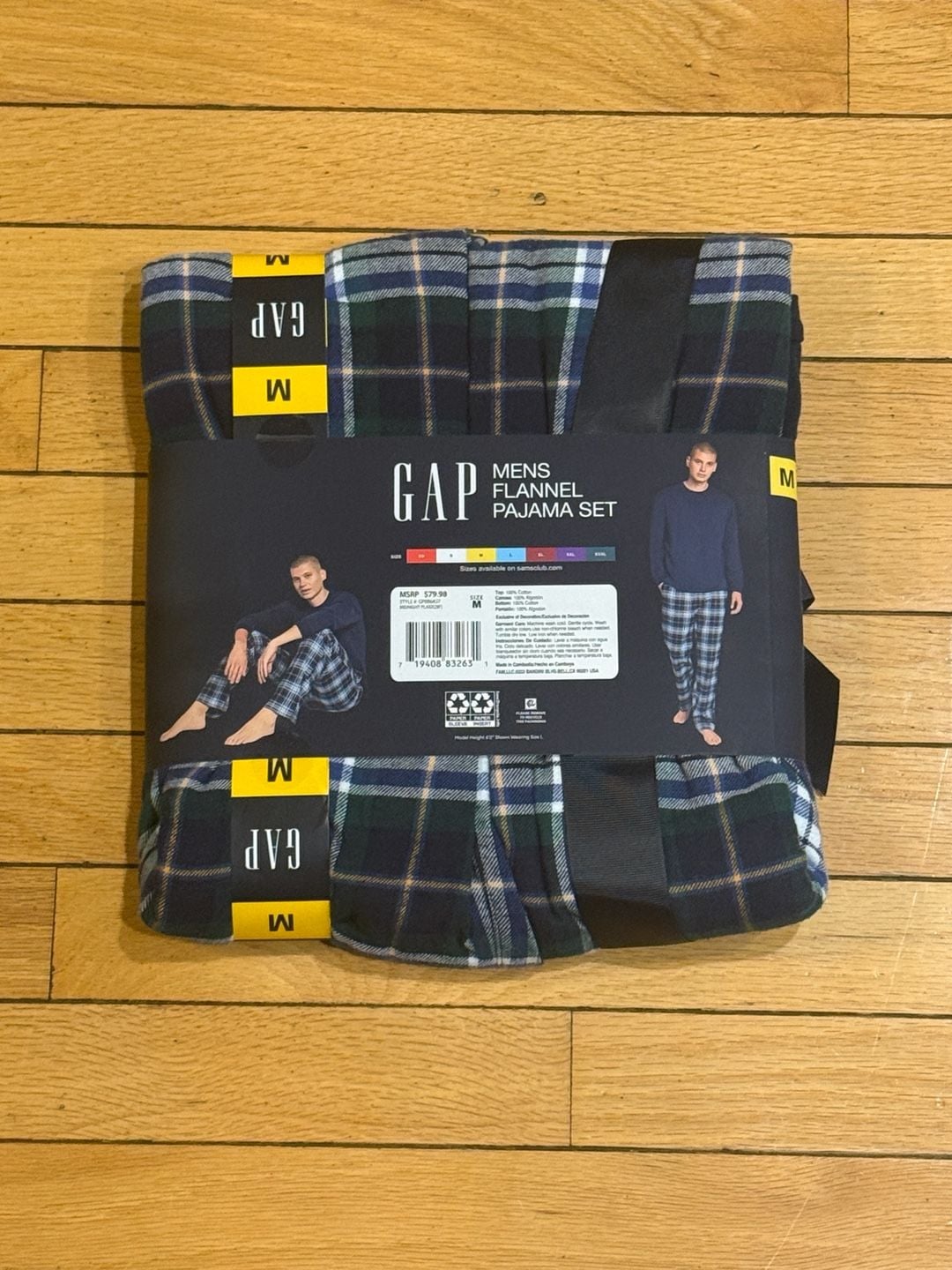 Gap Men's Flannel Pajama Set - Midnight Plaid - Size Medium 2