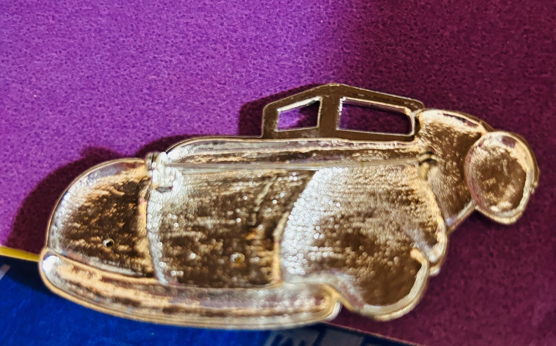 Vintage Silver Tone Classic Convertible Car Brooch with Rhinestone Headlights 3