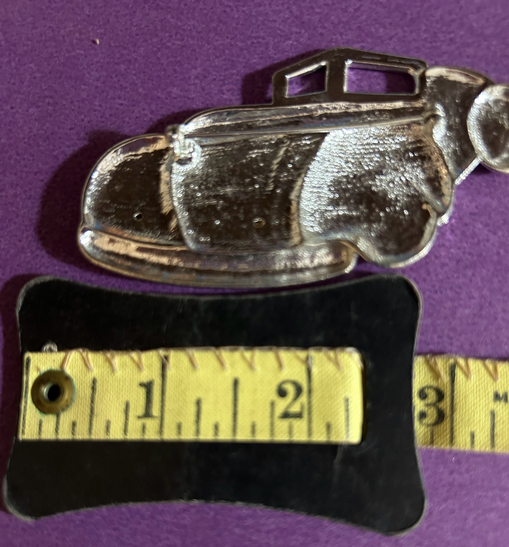 Vintage Silver Tone Classic Convertible Car Brooch with Rhinestone Headlights 5