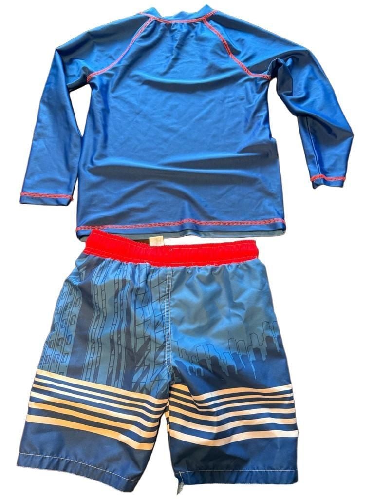 Marvel Avengers Captain America 2-Piece Rash Guard and Swim Trunks Set Sz 6/8 3
