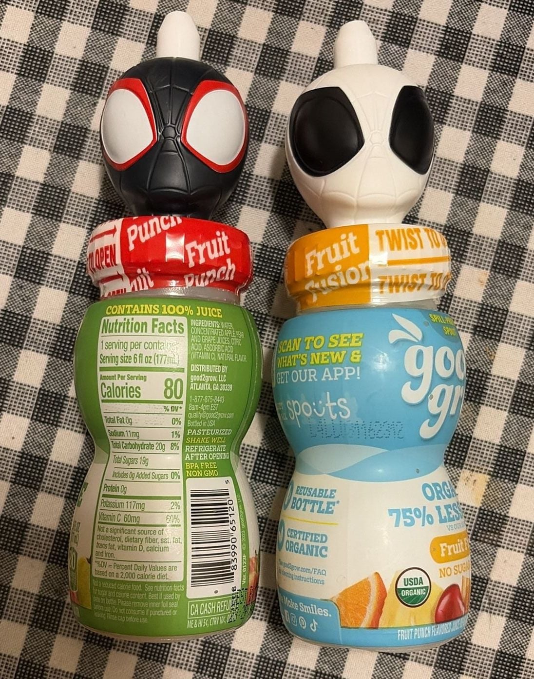 Good2Grow Spider-Man Character Topper Juice Bottles Lot of 2 1