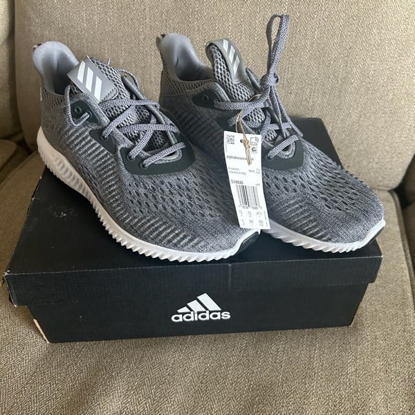 Adidas Alphabounce 1 M Grey White Running Shoes GV8826 Men's Size 7.5