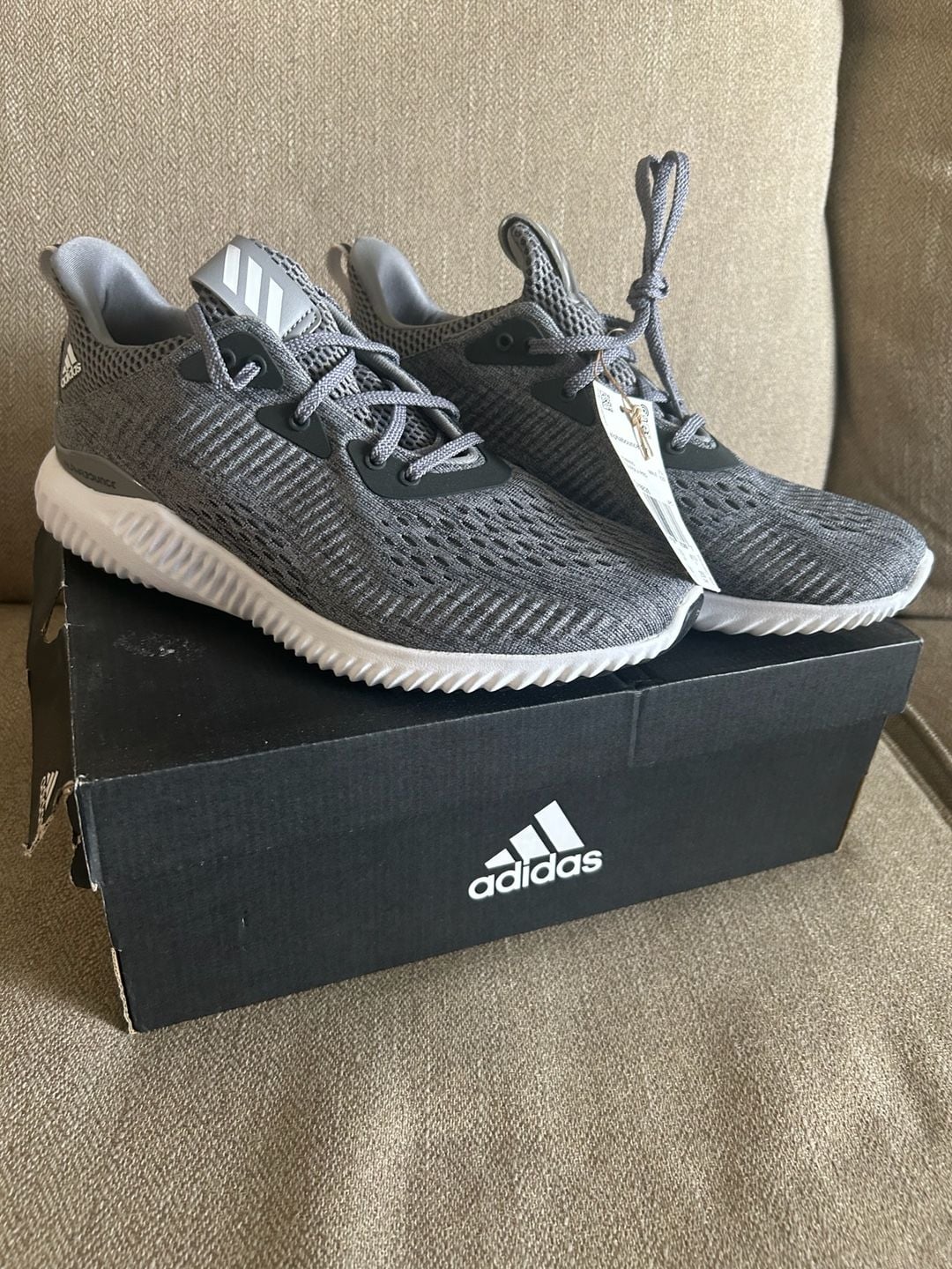 Adidas Alphabounce 1 M Grey White Running Shoes GV8826 Men's Size 7.5 3