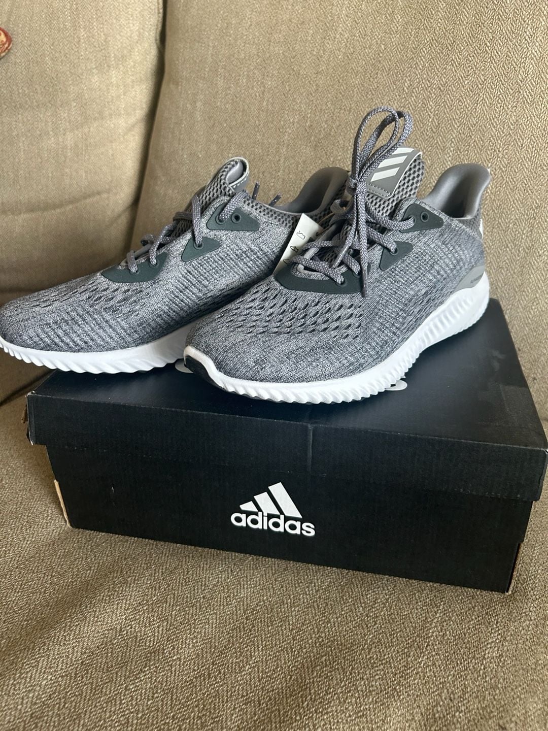Adidas Alphabounce 1 M Grey White Running Shoes GV8826 Men's Size 7.5 4