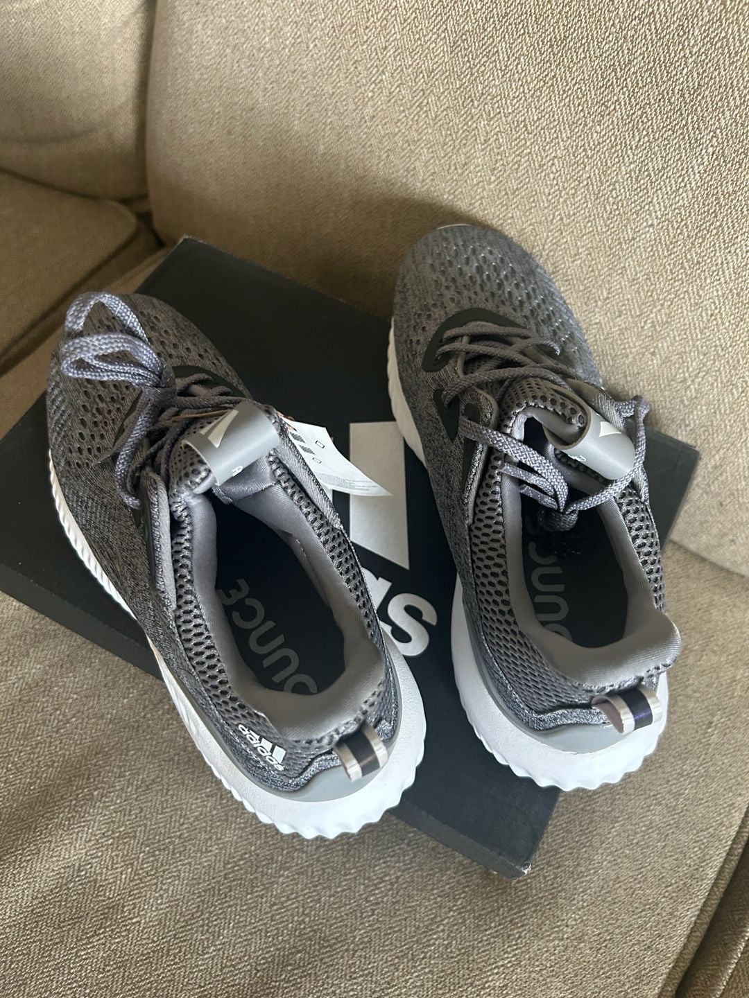Adidas Alphabounce 1 M Grey White Running Shoes GV8826 Men's Size 7.5 5