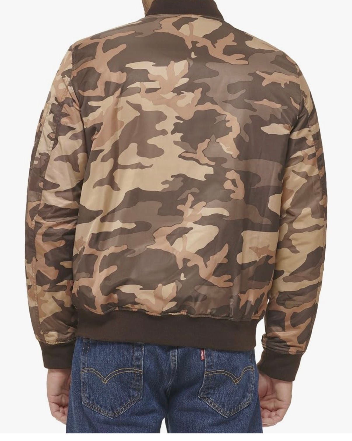 Levi's Men's Flight Satin MA-1 Bomber Jacket in Brown Camo 3
