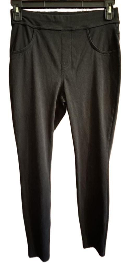 Hue Women's Black Pull-On Ponte Leggings with Faux Pockets Size Medium 2