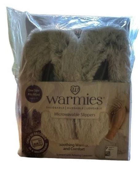 Warmies Microwavable Slippers in Marshmallow Grey 1