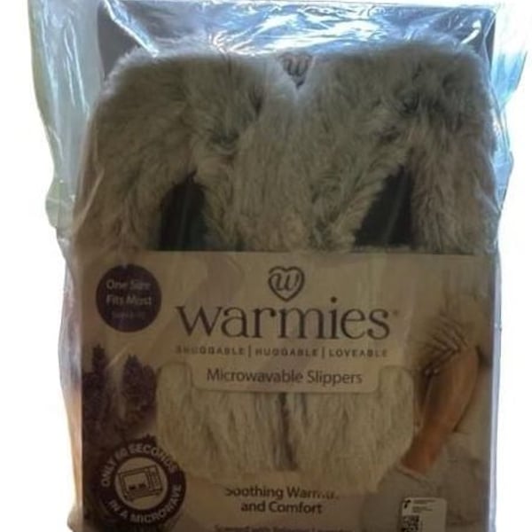 Warmies Microwavable Slippers in Marshmallow Grey