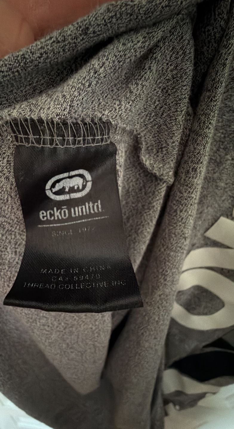 Ecko Unltd Men's Grey Short Sleeve Graphic T-Shirt with Logo Trim 9