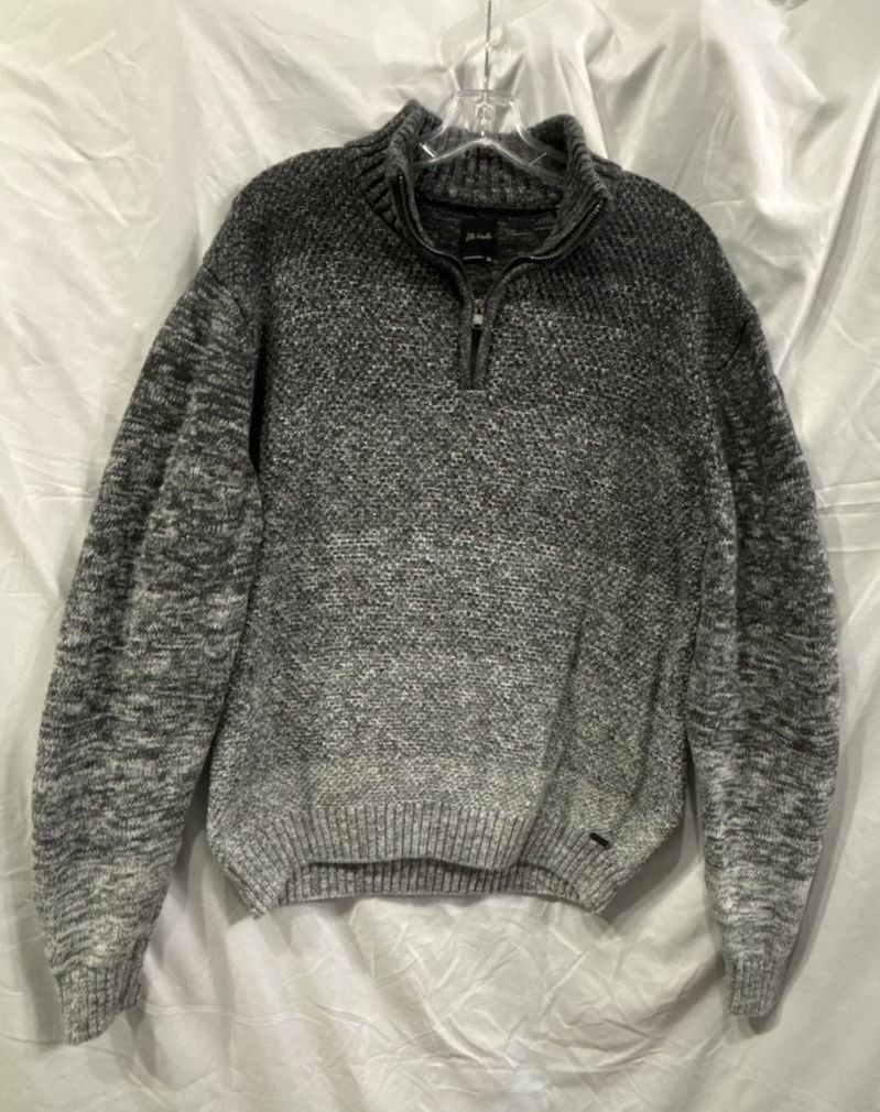 JB Holt Men's Grey Ombre Marled Cotton Quarter Zip Sweater XL 2