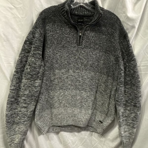 JB Holt Men's Grey Ombre Marled Cotton Quarter Zip Sweater XL