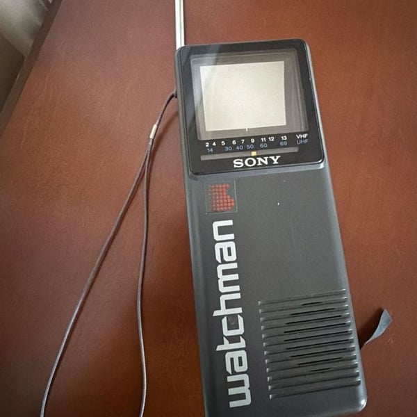 Vintage 1985 Sony Watchman FD-2A Portable Flat Black and White TV