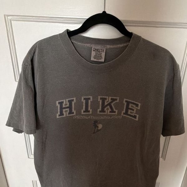 Vintage Oneita Color Wear Gray T-Shirt with Hike White Mountain NH Graphic