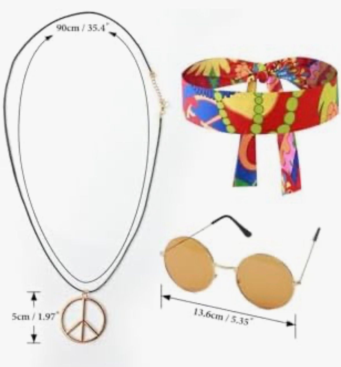 Funny World 4 PCS Hippie Costume for Men 70s Outfits Disco Costume Floral Shirt Short Sleeve With Headband Glasses Necklace 2
