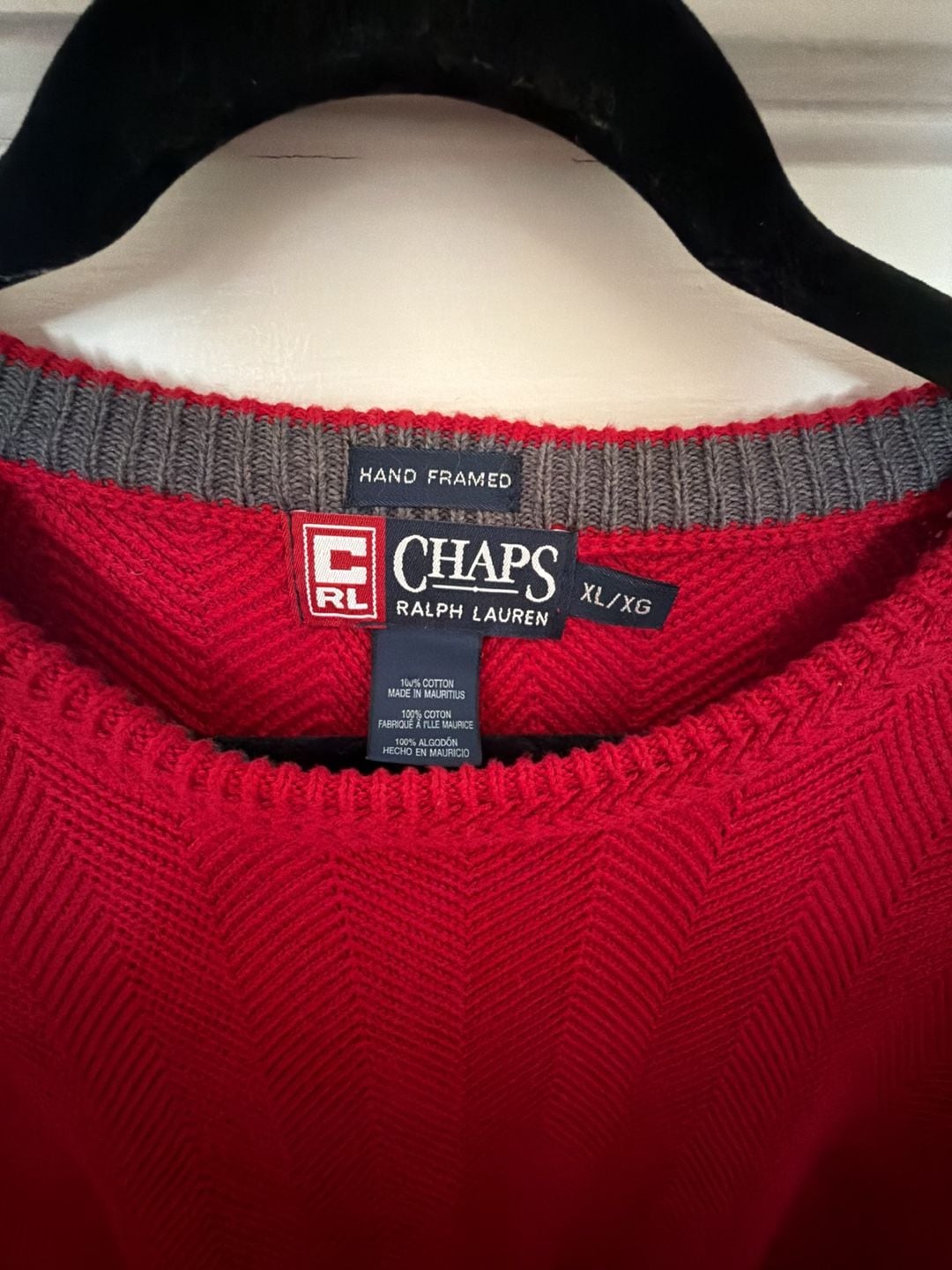 Chaps Ralph Lauren Vintage Hand Framed Herringbone Knit Crewneck Sweater 3